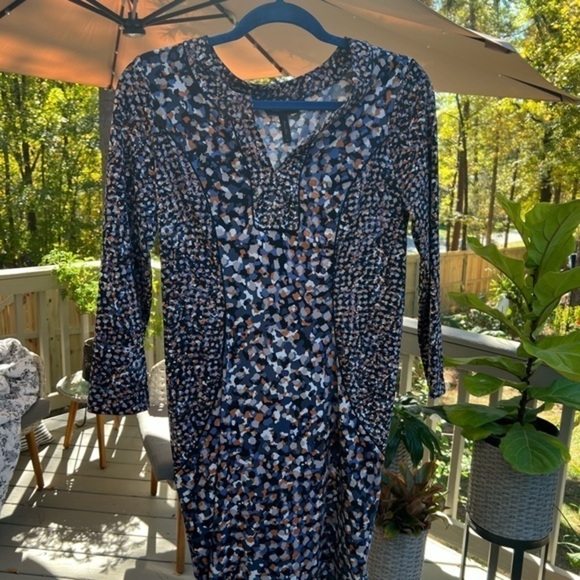 Bcbgmaxazria Body Con Multicolor Panel Long Sleeve Dress - Picture 8 of 12